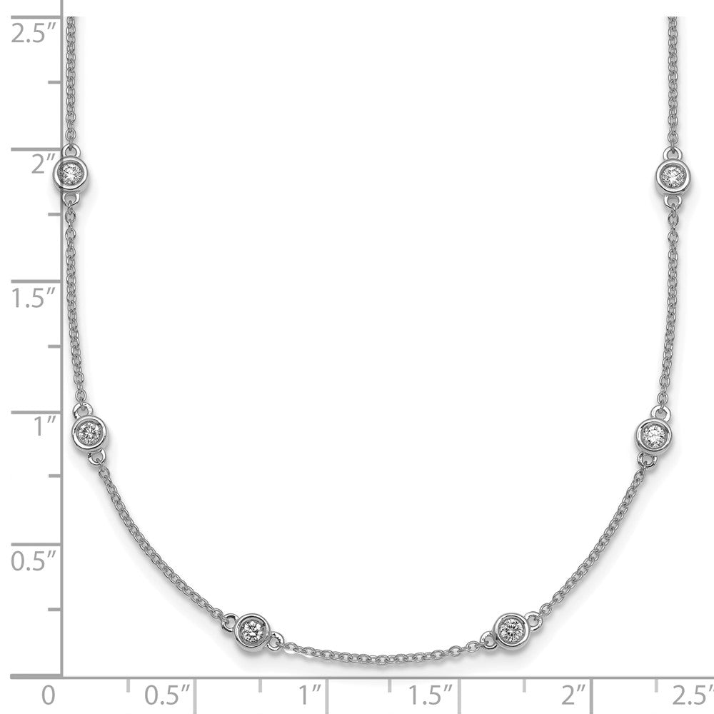 14K White Gold Complete 1/2 carat Bezel-set Diamond and Cable Chain 16-Station 16 Inch Necklace