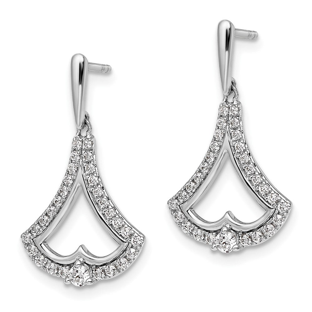 14K White Gold 1/2 carat Diamond Post Dangle Earrings