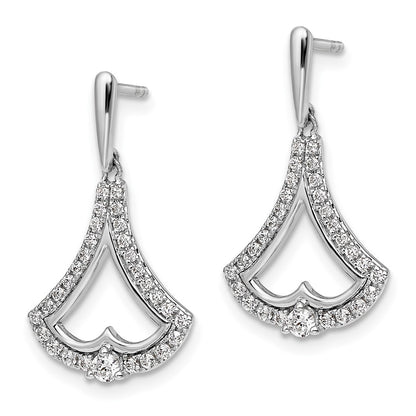 14K White Gold 1/2 carat Diamond Post Dangle Earrings