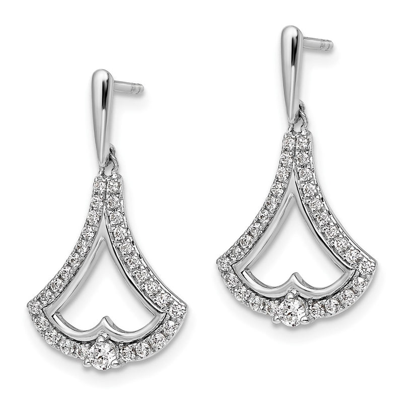 14K White Gold 1/2 carat Diamond Post Dangle Earrings