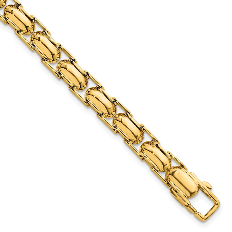 14K Yellow Gold Polished 6.9mm Fancy Link 7.5 Inch Bracelet