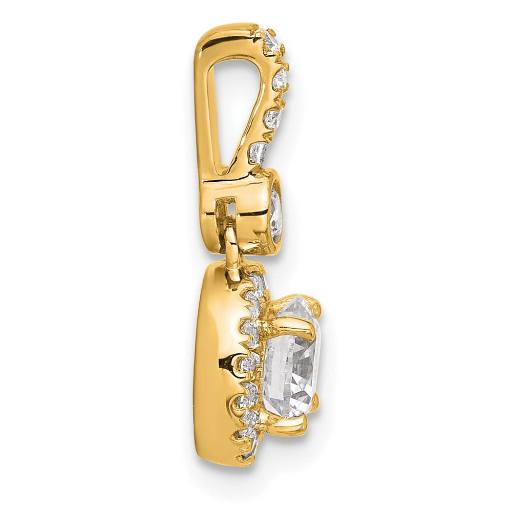 14K Yellow Gold 1 carat Lab Grown Diamond VS+ F+ Round Complete Halo Pendant