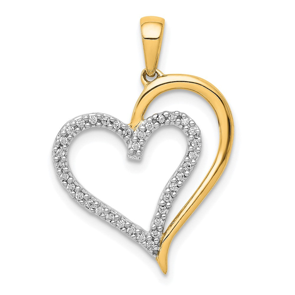 14K Yellow Gold 1/10 carat Diamond Heart Pendant