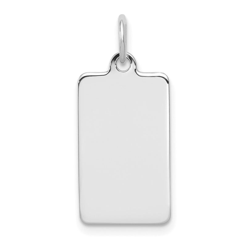14K White Gold Plain 17.1x10.5mm .027 Gauge Rectangular Engravable Disc Charm