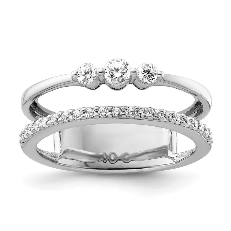 14K White Gold Polished Diamond Double Wedding Band Ring Fashion Ring