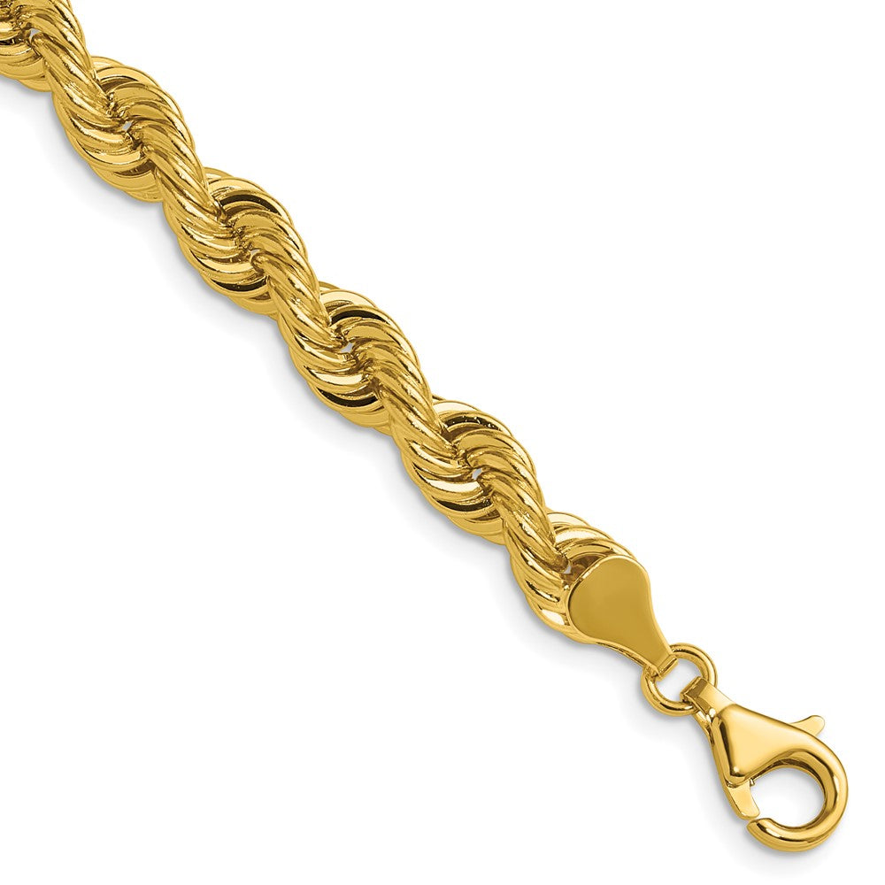 14K Yellow Gold 6.7mm Regular Rope 8 Inch Chain