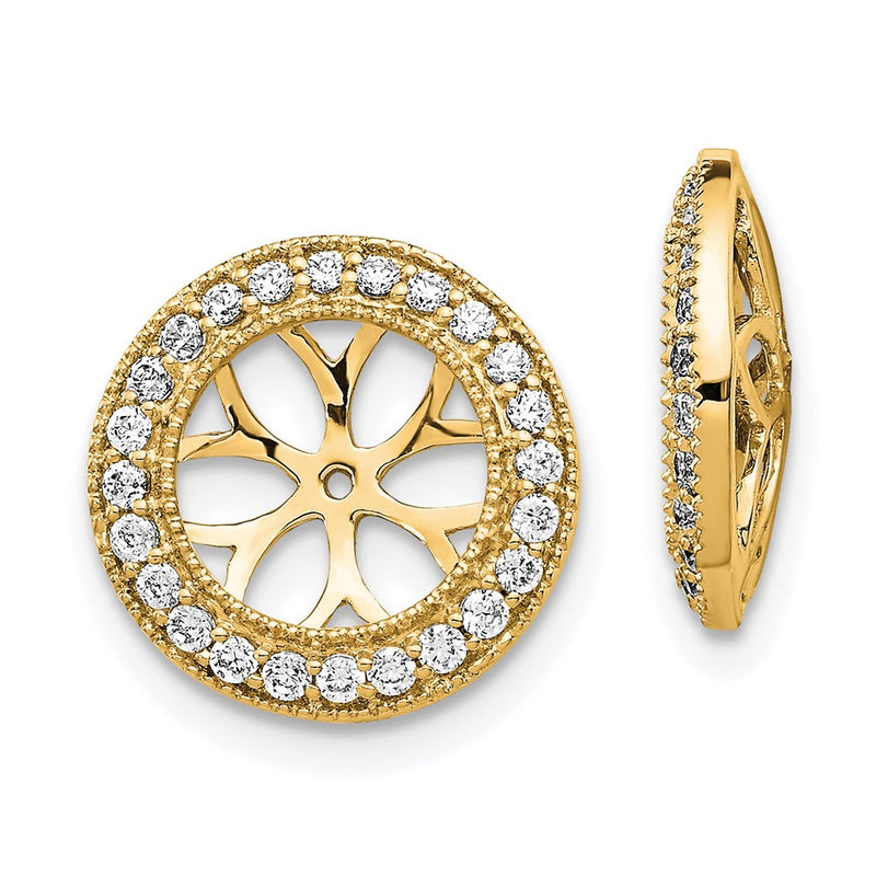 14K Yellow Gold 3/8 carat Diamond Circle Earring Jackets