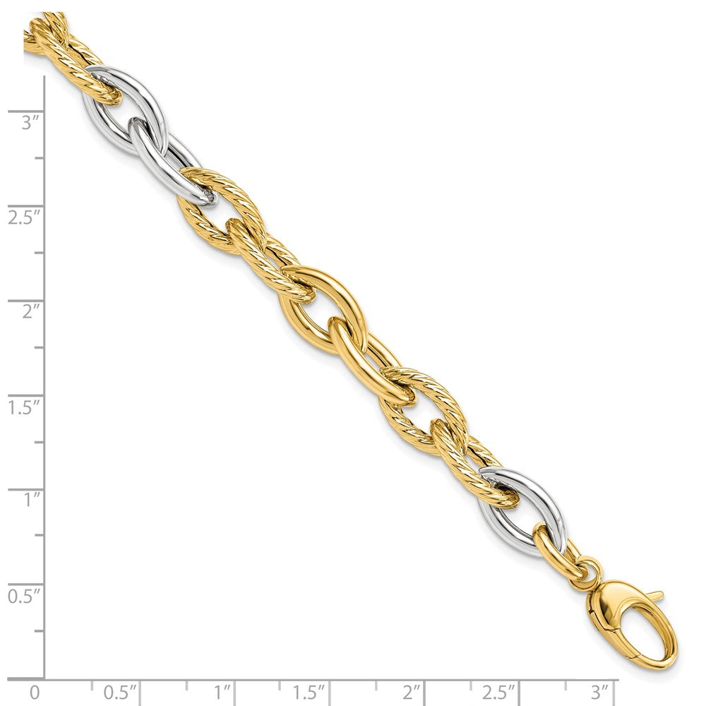 14K Two-Tone Gold Two-tone Polished Fancy Link 7.5 Inch Bracelet