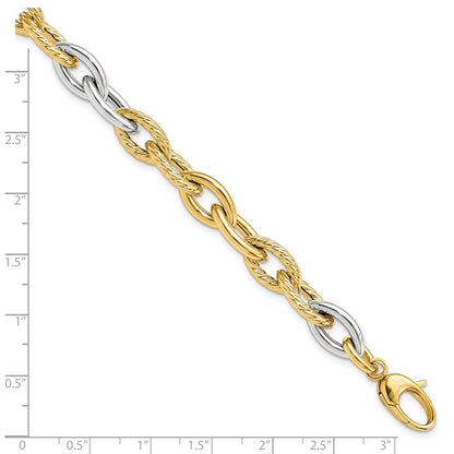 14K Two-Tone Gold Two-tone Polished Fancy Link 7.5 Inch Bracelet