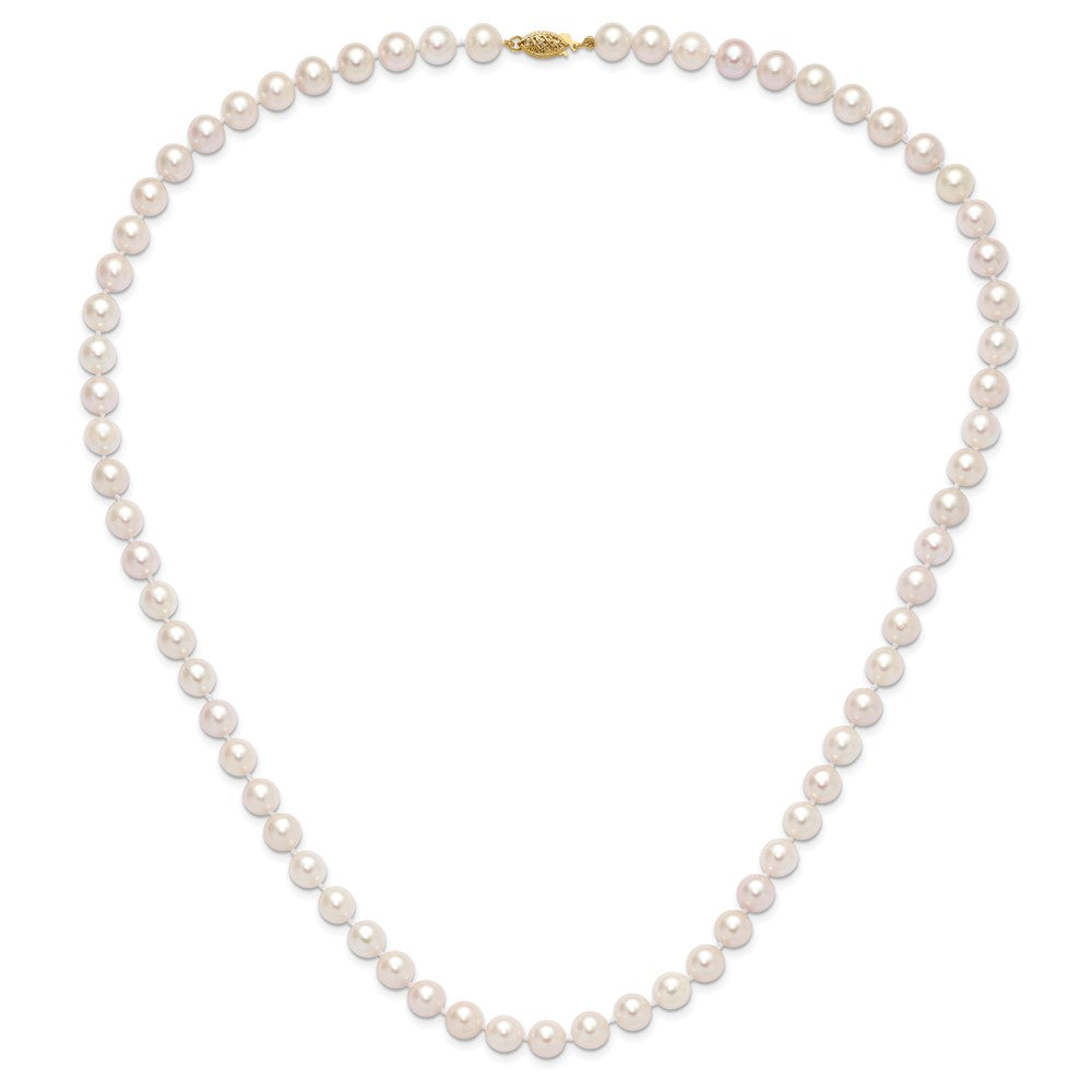 14K Yellow Gold 8-9mm Round Akoya Saltwater Cultured Pearl 24 Inch Necklace