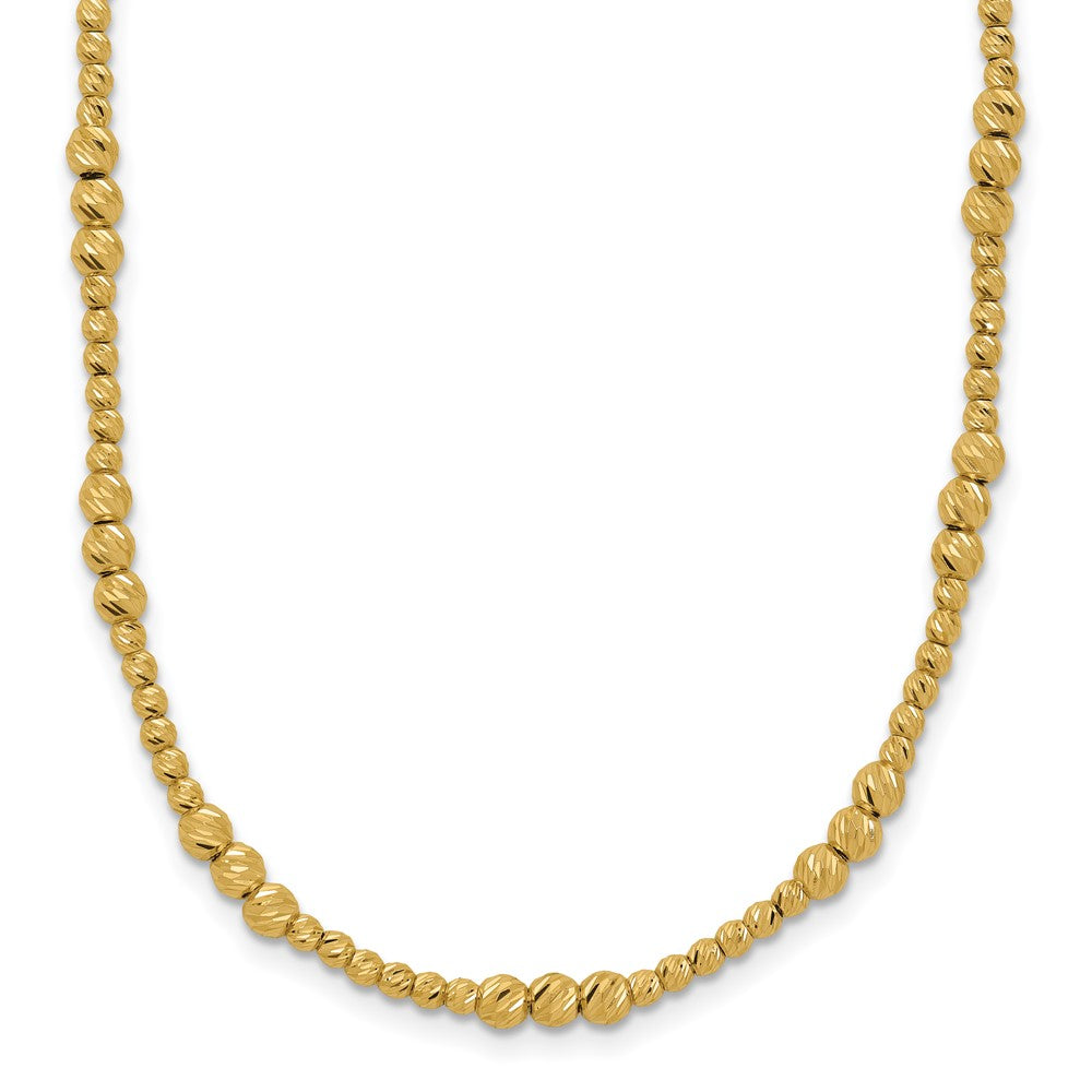 14K Yellow Gold Diamond-cut Beaded 18 Inch Necklace