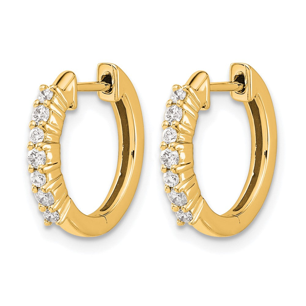 14K Yellow Gold 1/4 carat Diamond Hinged Hoop Earrings