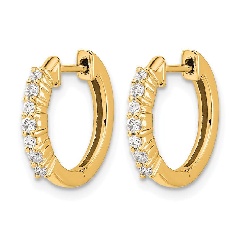 14K Yellow Gold 1/4 carat Diamond Hinged Hoop Earrings