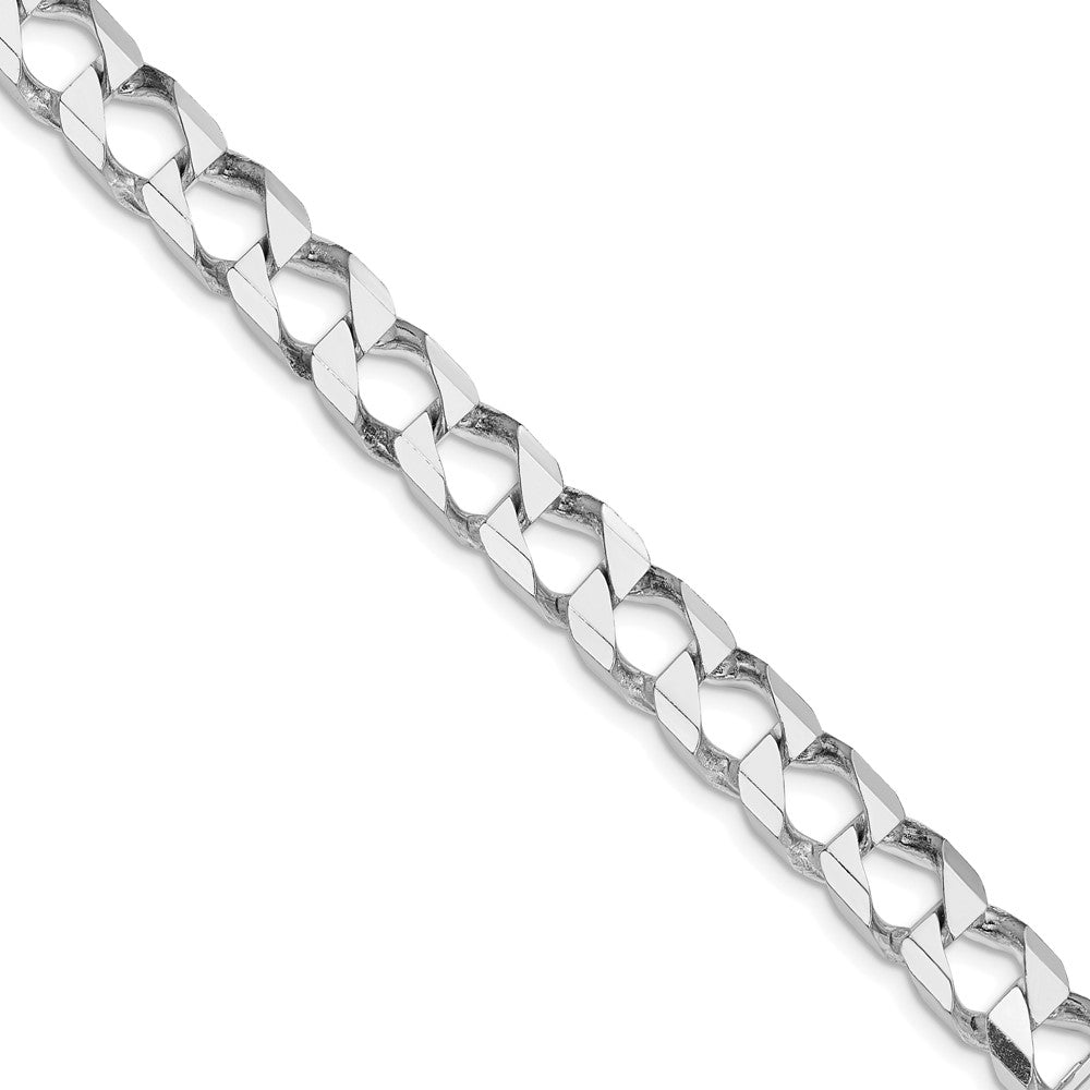 Sterling Silver Rhodium-plated 8.6mm D/C Square Curb 26 Inch Chain