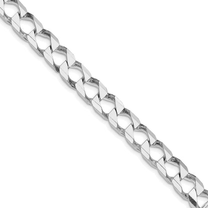 Sterling Silver Rhodium-plated 8.6mm D/C Square Curb 26 Inch Chain
