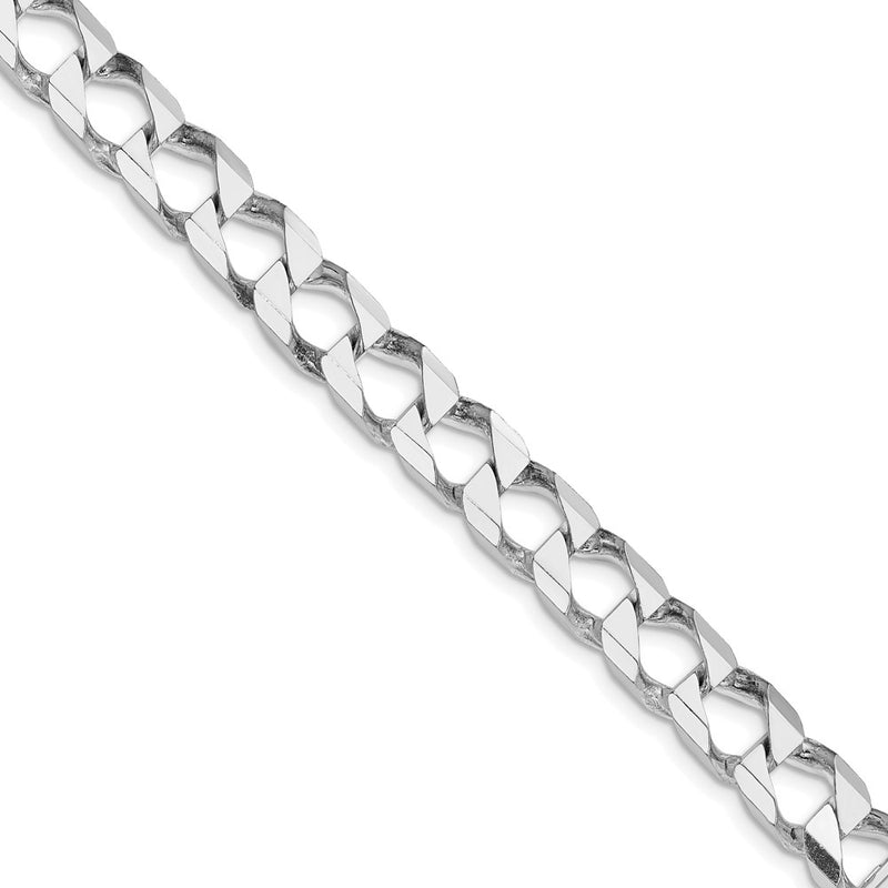 Sterling Silver Rhodium-plated 8.6mm D/C Square Curb 26 Inch Chain