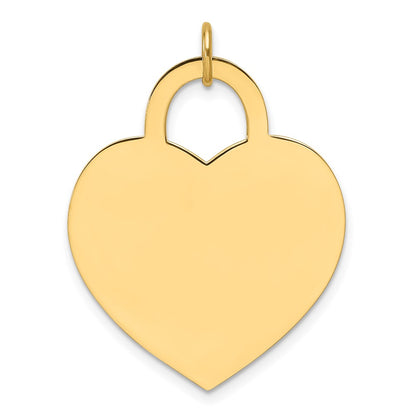 14K Yellow Gold Plain .013 Gauge Engravable Heart 23.6x24.8mm Disc Charm