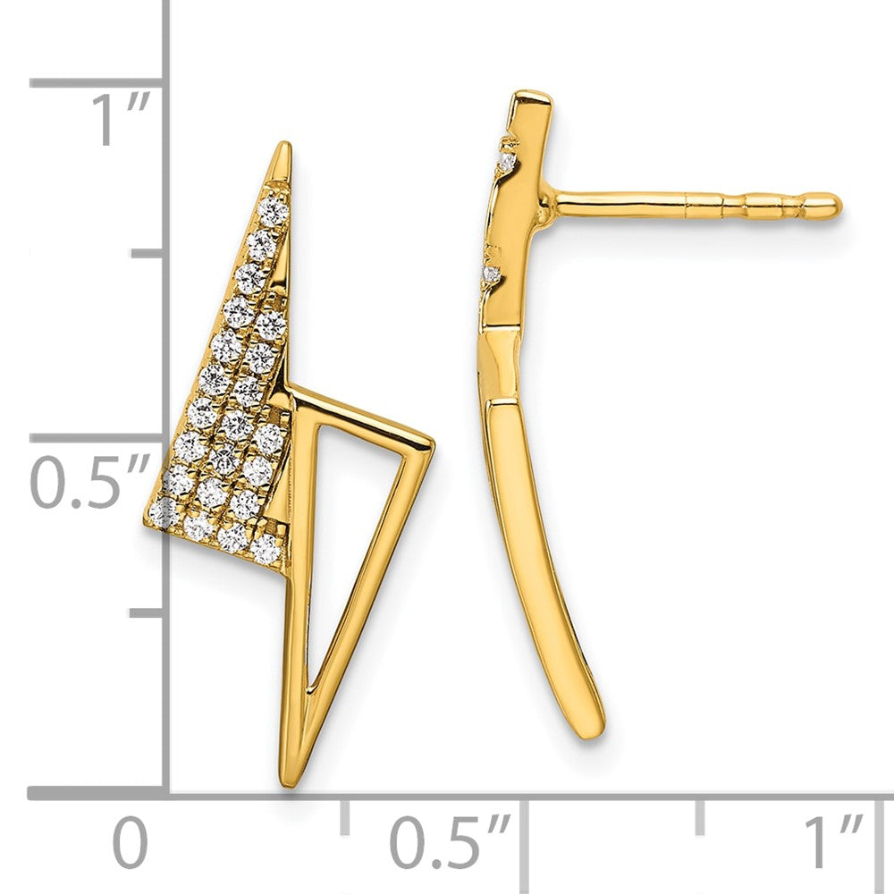 14K Yellow Gold Polished 1/5 carat Diamond Geometric Triangles Fashion Post Earrings