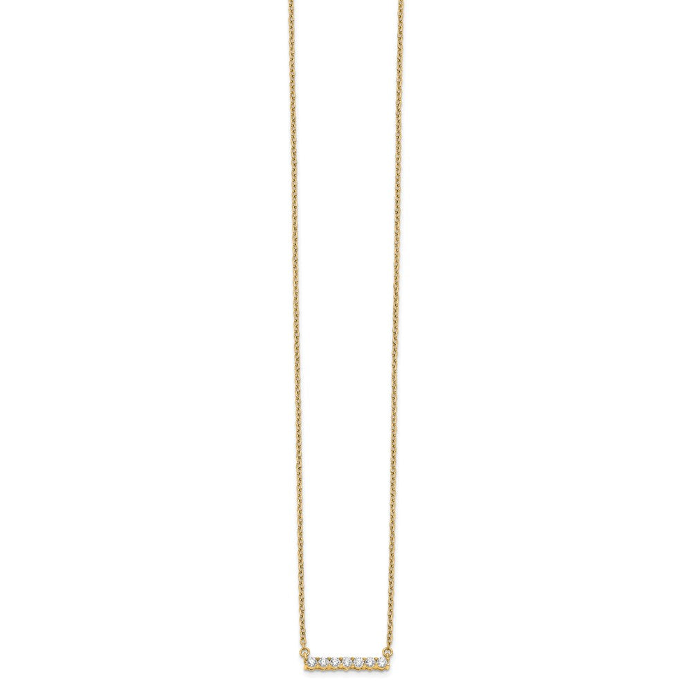 14K Yellow Gold Polished 1/4 carat Diamond Bar 18 Inch Necklace