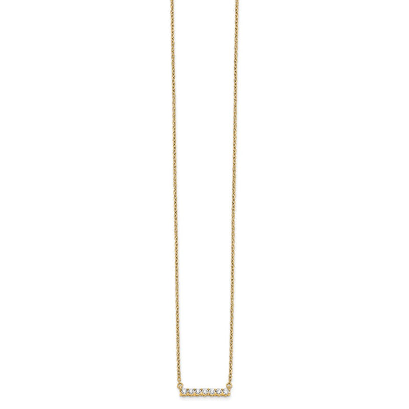 14K Yellow Gold Polished 1/4 carat Diamond Bar 18 Inch Necklace