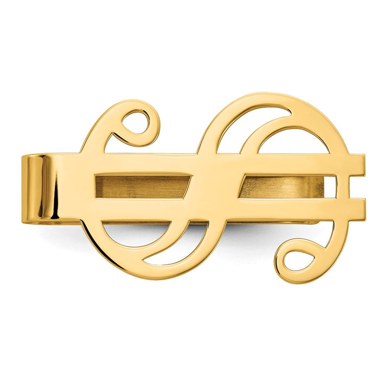14K Yellow Gold Dollar Sign Polished Money Clip