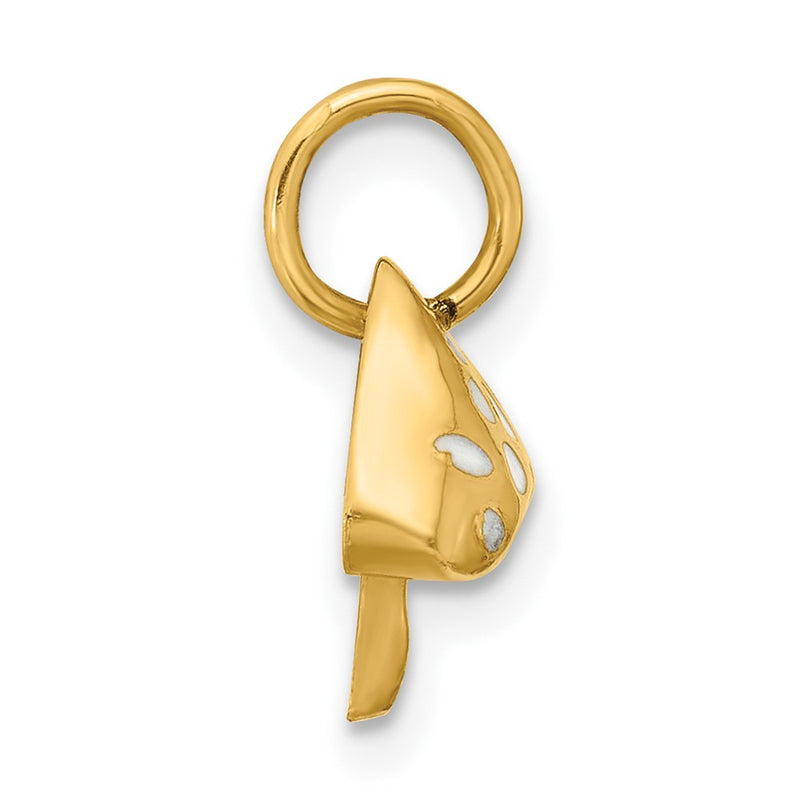 14K Yellow Gold Enameled Curvy Toadstool Charm