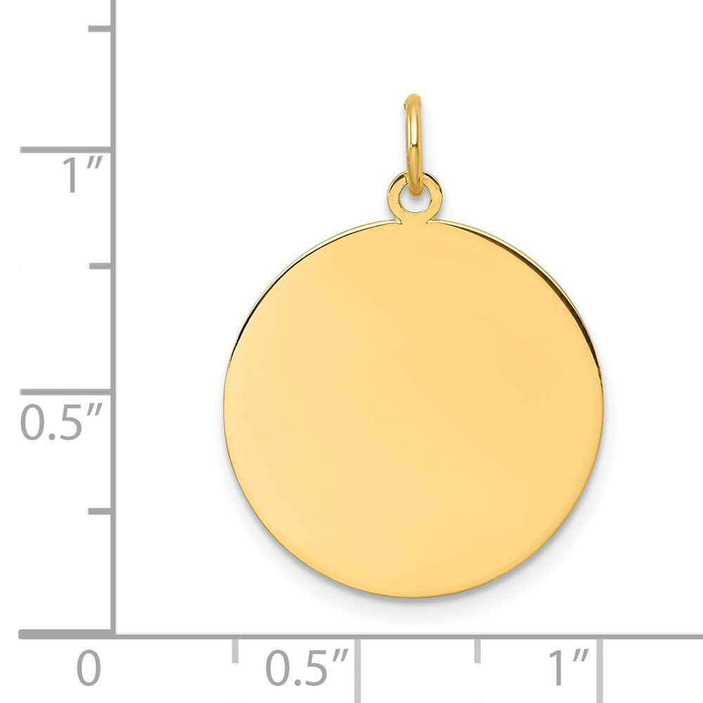 14K Yellow Gold Plain .035 Gauge Round Engravable Disc Charm