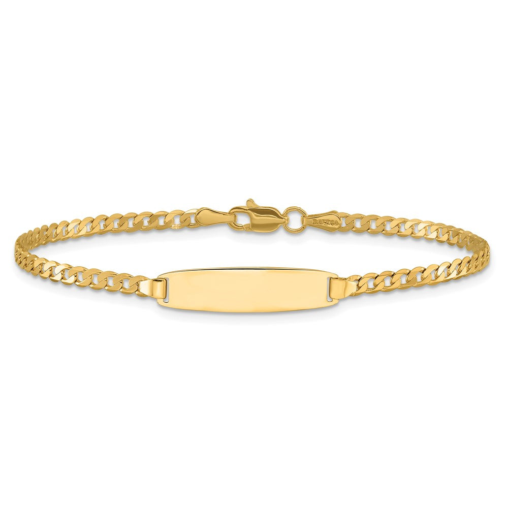 14K Yellow Gold Polished Solid Chain/Solid Plate Curb Link 19.5x5.5mm Plate 8 Inch ID Bracelet