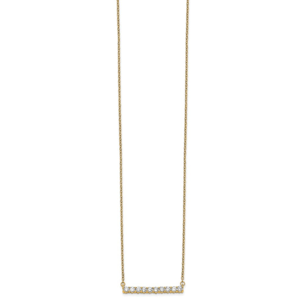 14K Yellow Gold Polished 1/2 carat Diamond Bar 18 Inch Necklace