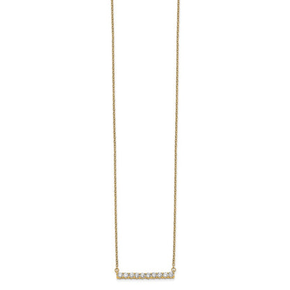 14K Yellow Gold Polished 1/2 carat Diamond Bar 18 Inch Necklace