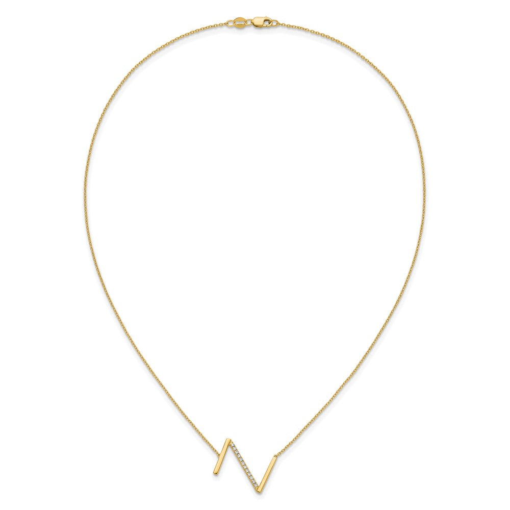 14K Yellow Gold Sideways Diamond Initial Z 18 Inch Necklace