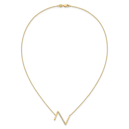 14K Yellow Gold Sideways Diamond Initial Z 18 Inch Necklace