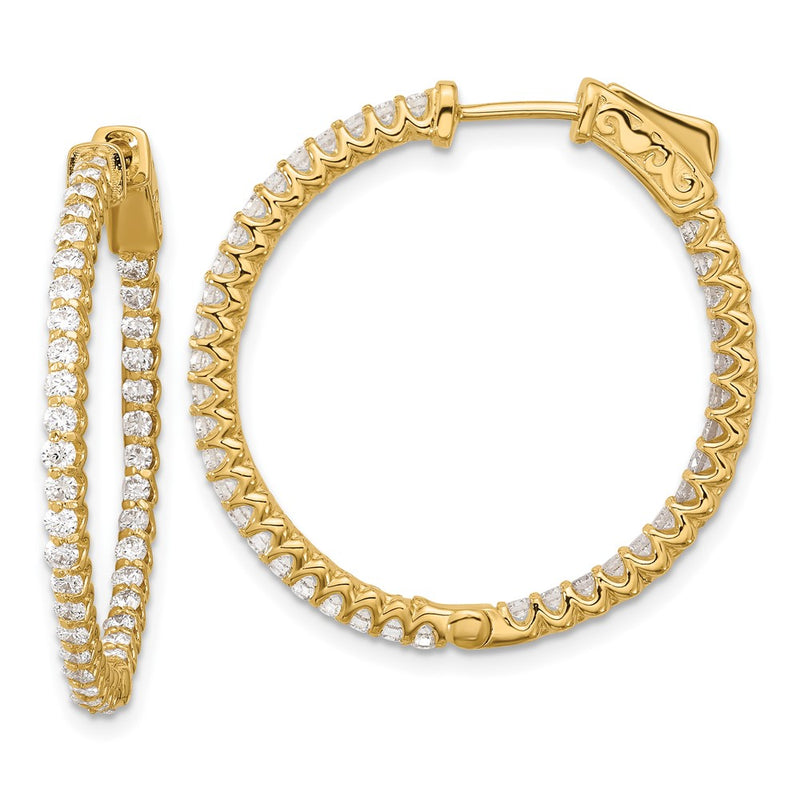14K Yellow Gold 1.56 carat Diamond In/Out Hoop w/Safety Clasp Earrings