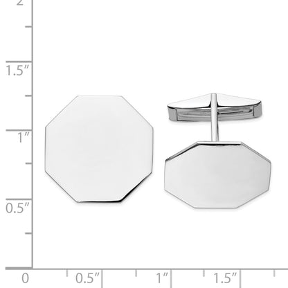 14K White Gold Men's Octagonal Cuff Links