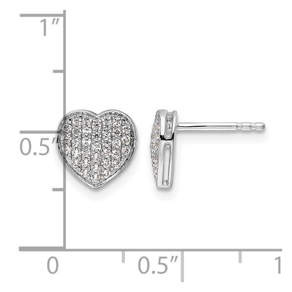 14K White Gold 1/3 carat Diamond Pave Heart Post Earrings