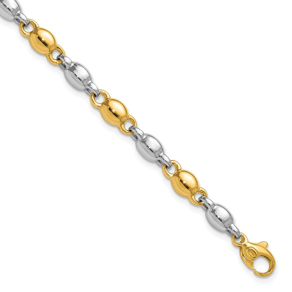 14K Two-Tone Gold Two Tone Polished 5.25mm Round Fancy Link 7.25 Inch Bracelet