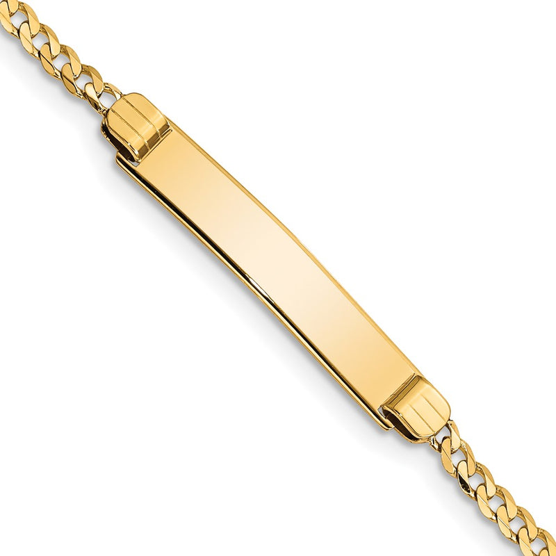 14K Yellow Gold Polished Solid Chain/Solid Plate Curb Link 26x5mm Plate 5.5 Inch Baby/Child ID Bracelet