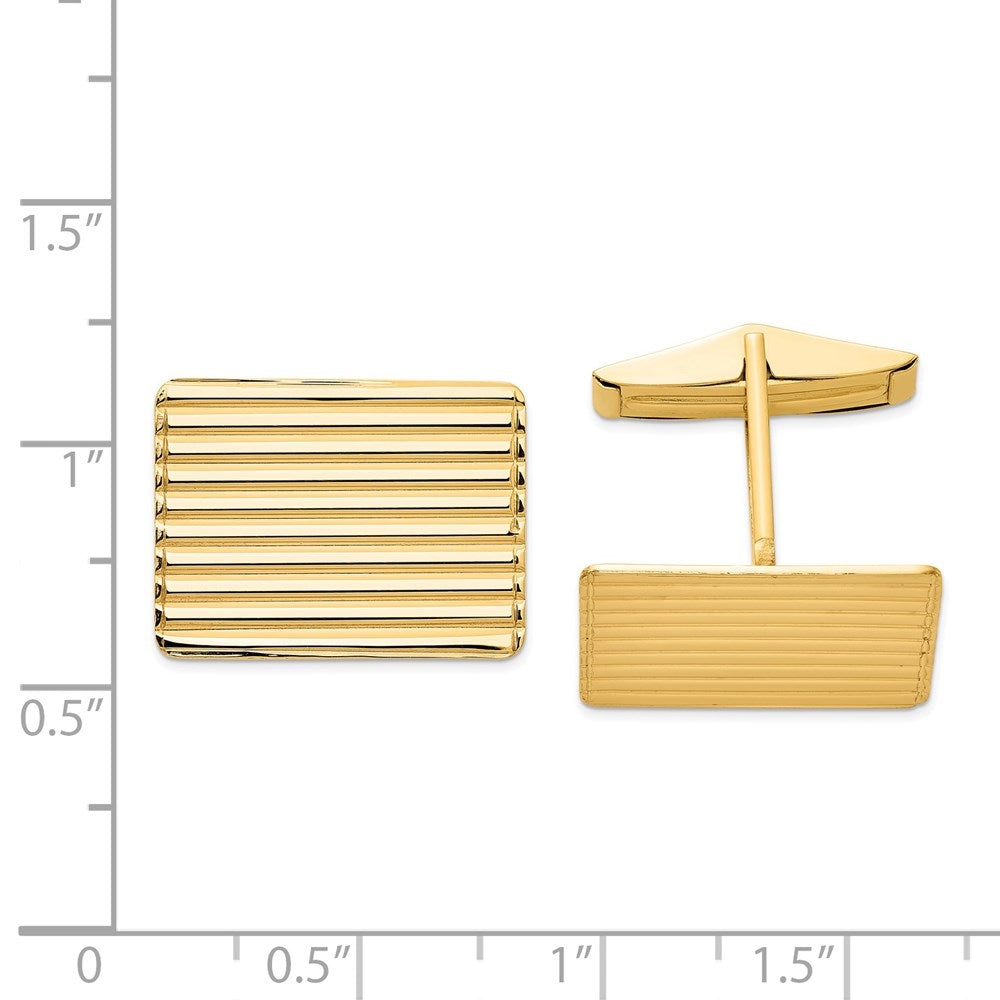 14K Yellow Gold Men's Grooved Cuff Links