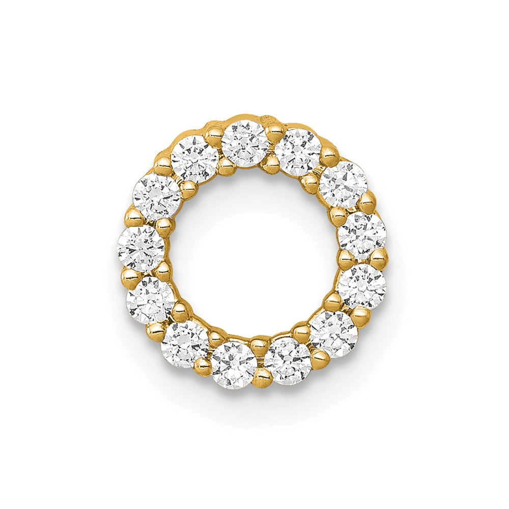 14K Yellow Gold Polished 1/4 carat Diamond Circle Chain Slide