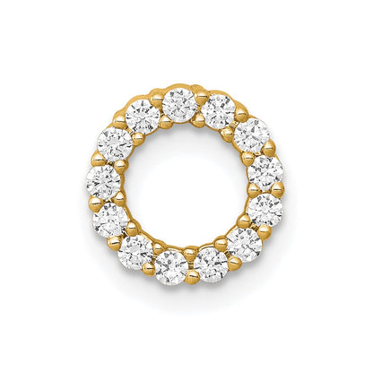 14K Yellow Gold Polished 1/4 carat Diamond Circle Chain Slide