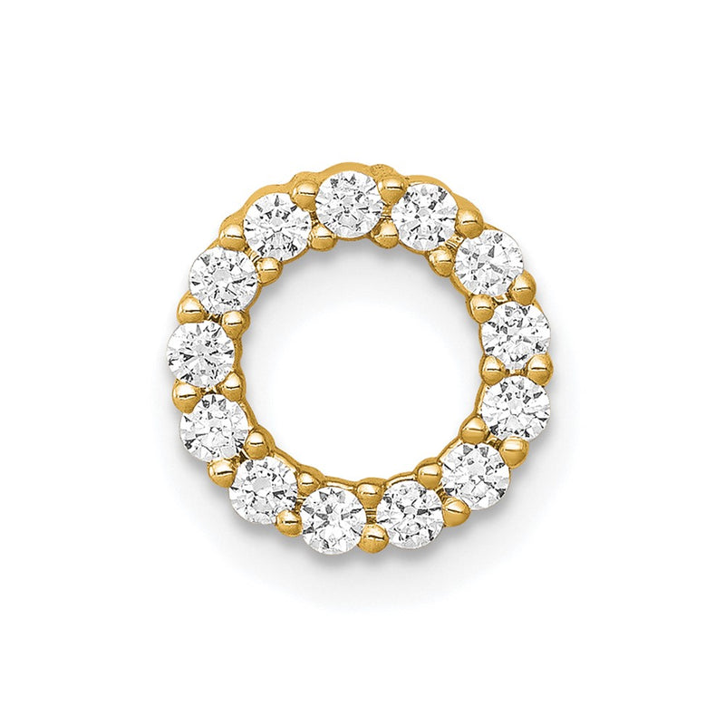 14K Yellow Gold Polished 1/4 carat Diamond Circle Chain Slide