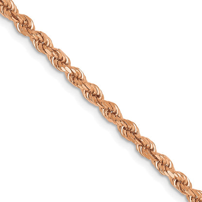 14K Rose Gold 2.75mm Diamond-cut Rope with Lobster Clasp 30 Inch Chain