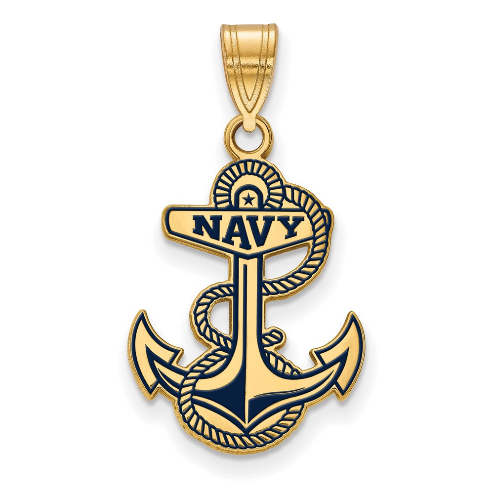 14K Yellow Gold Gold LogoArt US Naval Academy Large Enameled Pendant