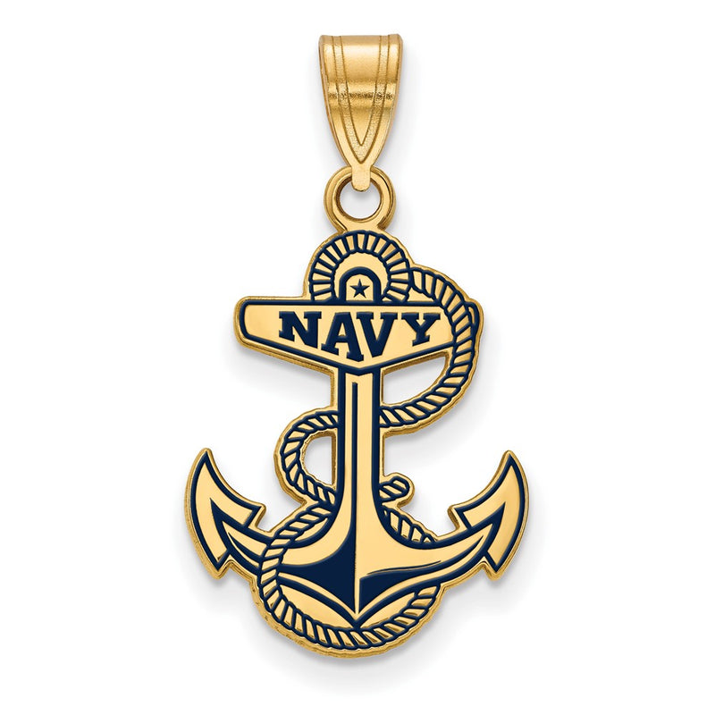 14K Yellow Gold Gold LogoArt US Naval Academy Large Enameled Pendant