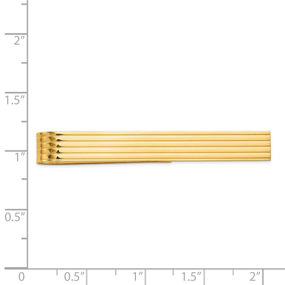 14K Yellow Gold Men's Grooved Tie Bar