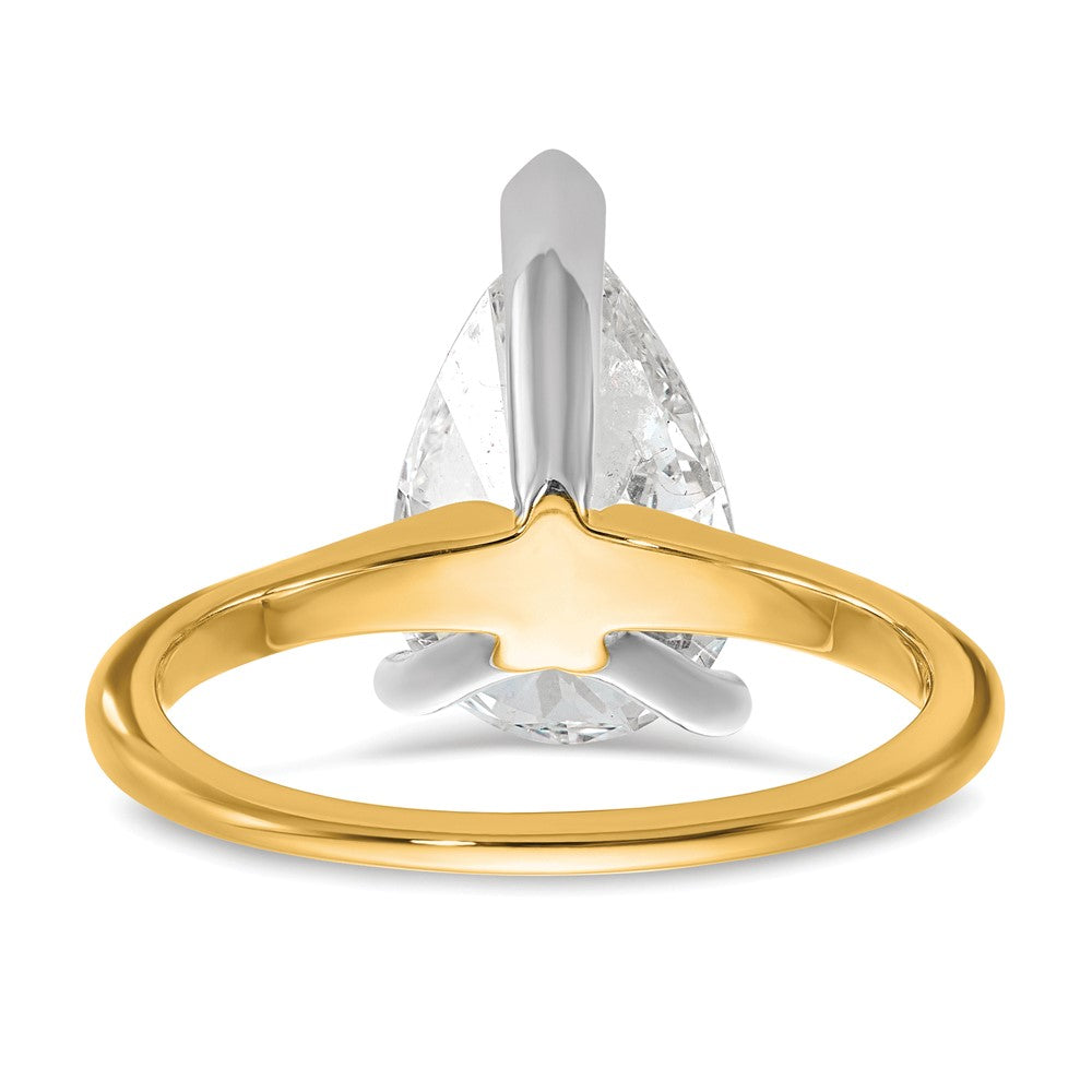 14K Two-Tone Gold Two-tone 3 carat Lab Grown Diamond VS+ F+ Pear Solitaire Complete Engagement Ring