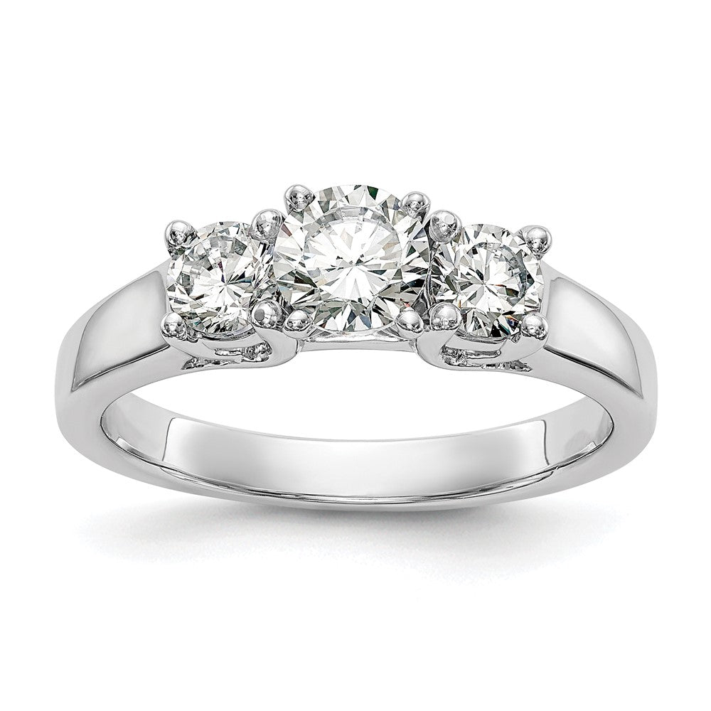 14K White Gold Round Simulated Diamond Halo Engagement Ring