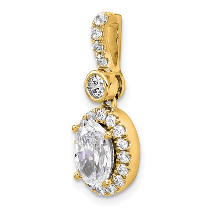 14K Yellow Gold 2 carat Lab Grown Diamond VS+ F+ Oval Complete Halo Pendant