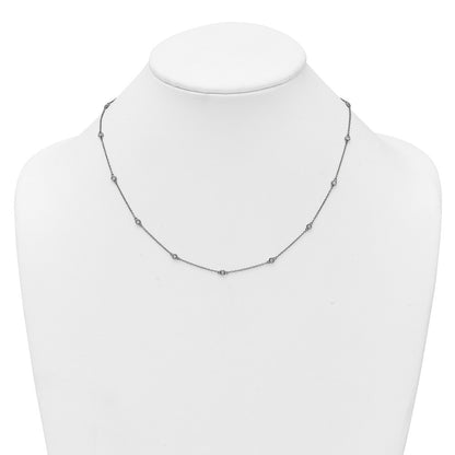 14K White Gold Complete 1/4 carat Bezel-set Diamond and Cable Chain 15-Station 18 Inch Necklace
