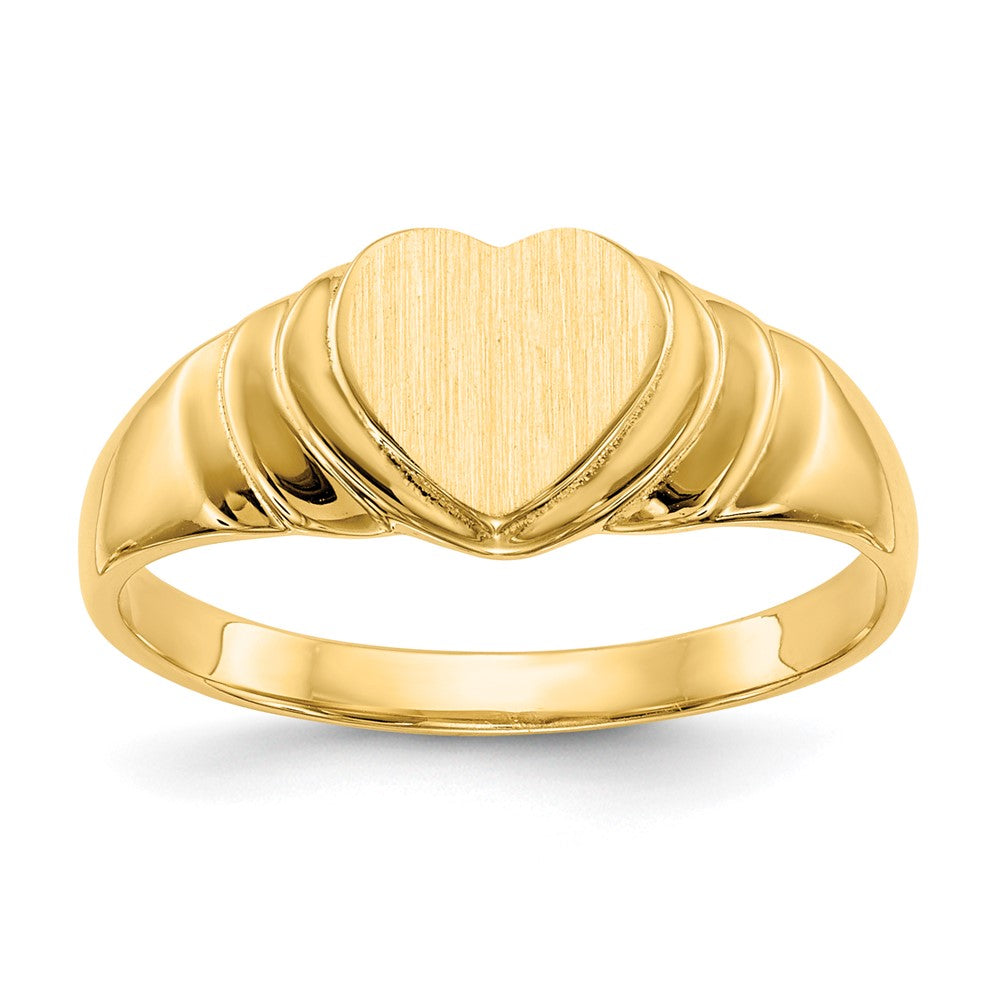 18K Yellow Gold 6.75x6.75mm Closed Back Children's Heart Signet Ring